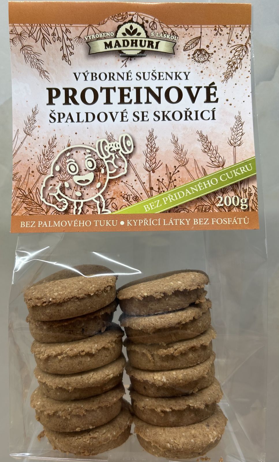 Proteinové špaldové se skořicí 200g Madhuri